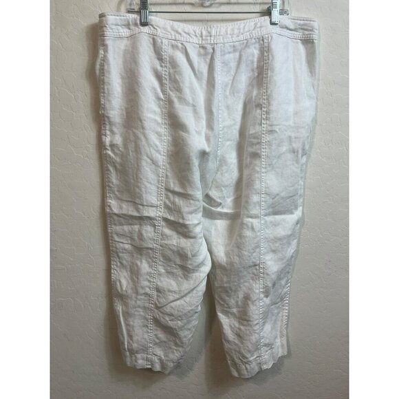 Tommy Bahama Sz 16 White 100% Linen Pants With Adjustable Tie Waist - Picture 6 of 9
